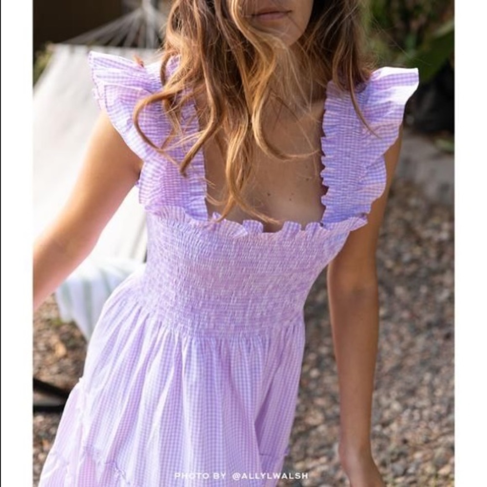 Hill House Home Ellie nap dress lilac gingham S altered